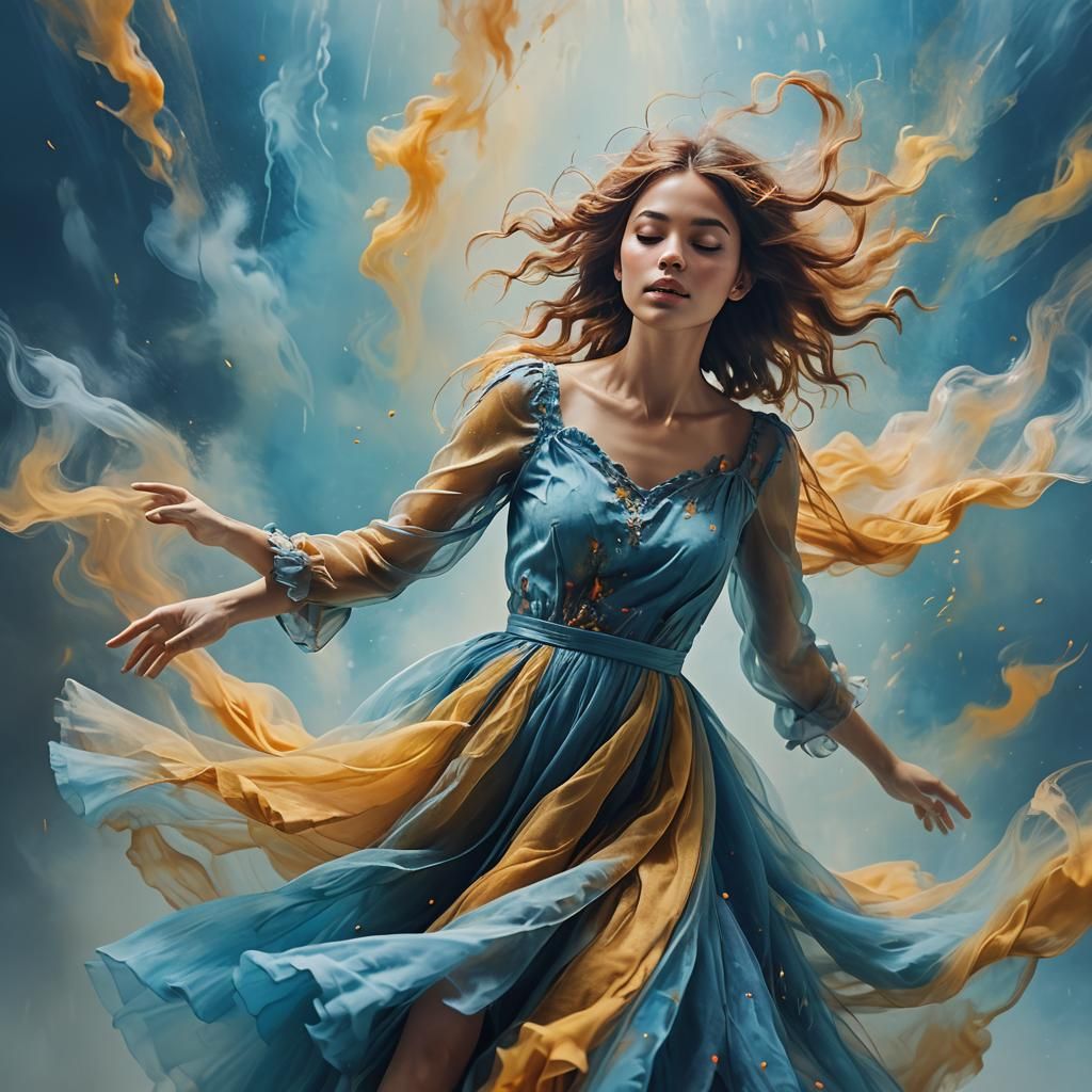 Ethereal Woman in Surreal Abstract Impressionism Style