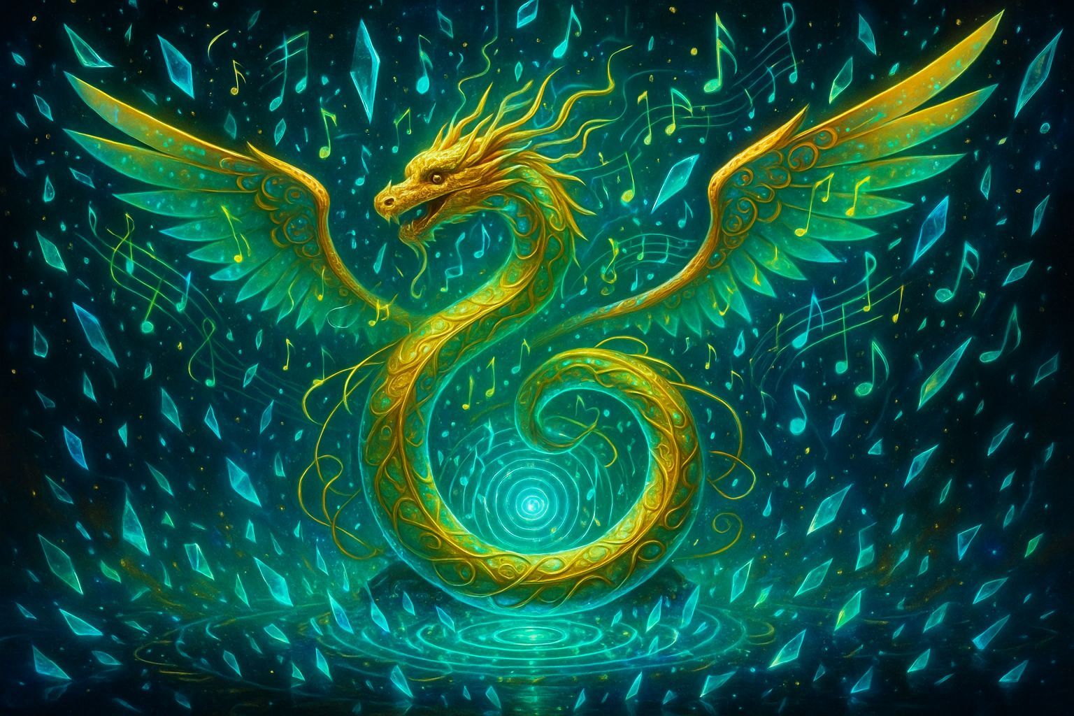 Bioluminescent Serpent Coils Around Quantum Portal