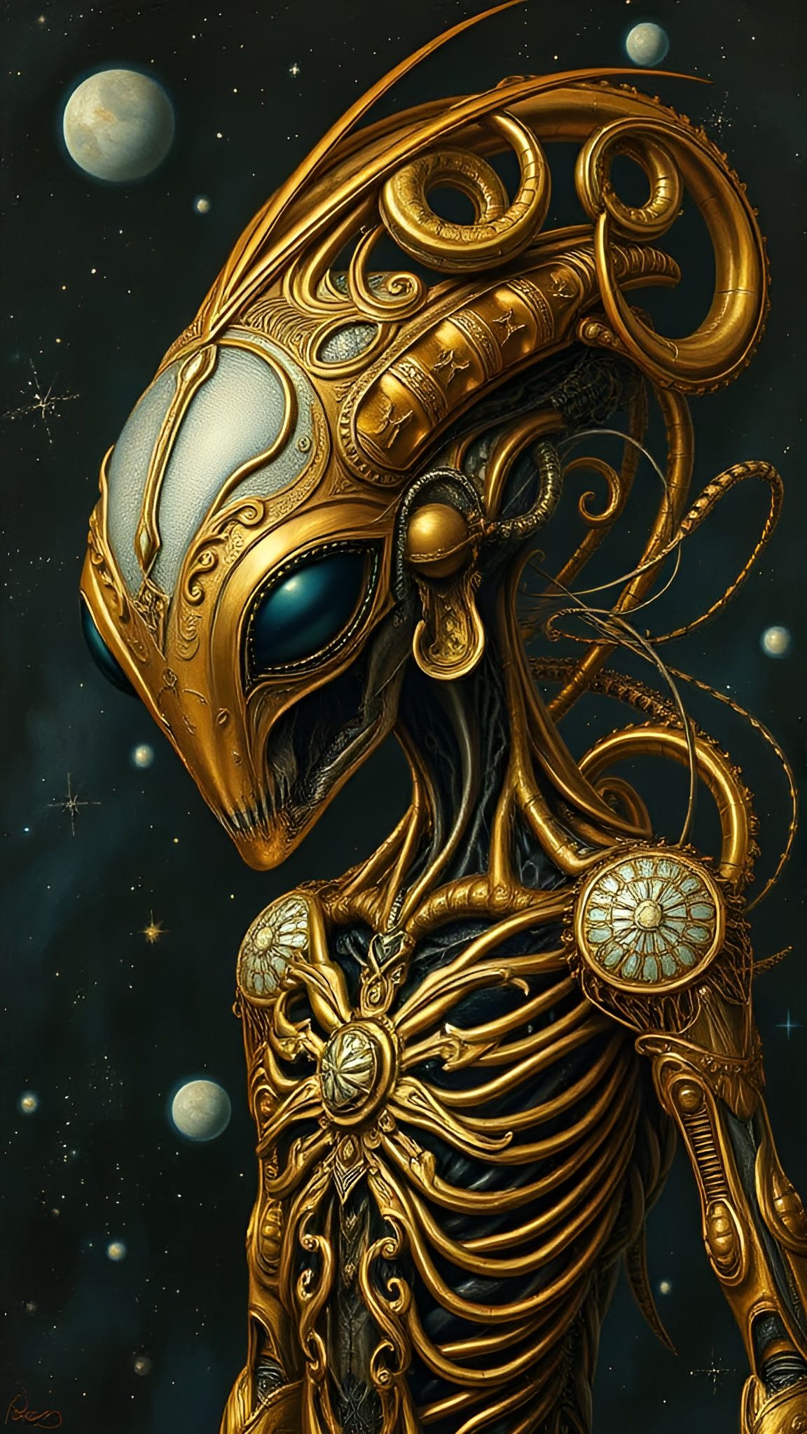 Rococo cyborg alien