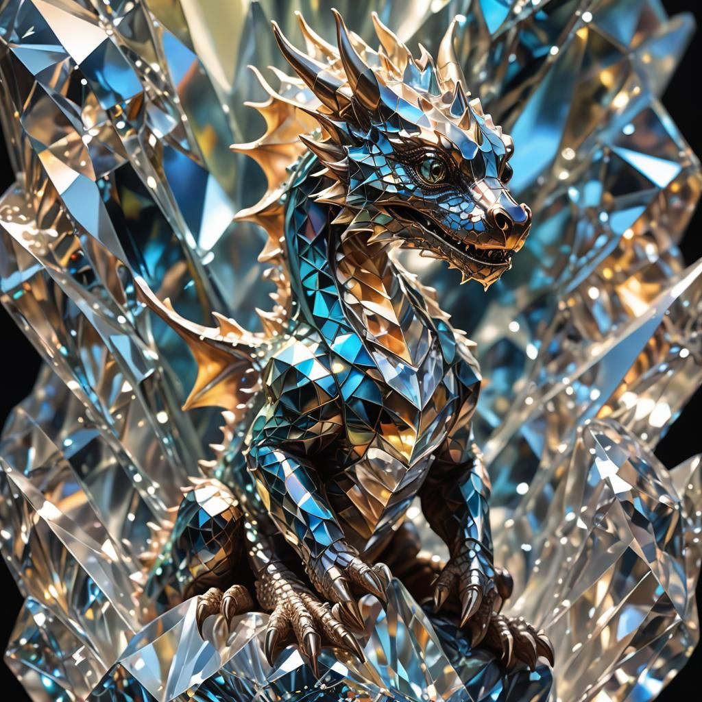 Diamond Dragon Crystal Formation Art