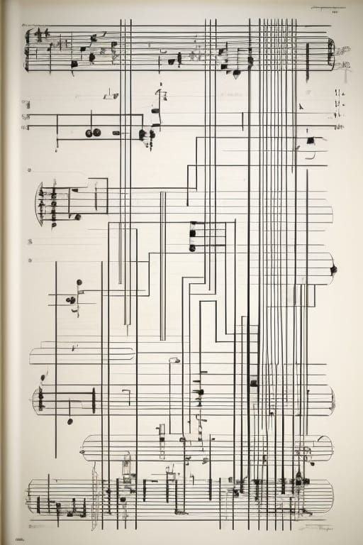Abstract Graphic Score in Brutalist Style