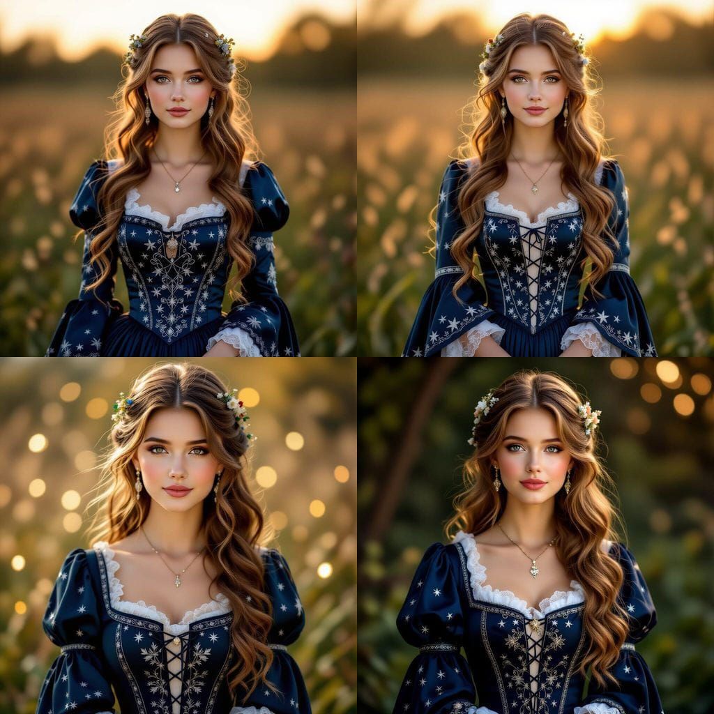 Victorian Bohemian Witch Under Starry Night Sky