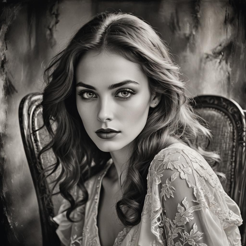 Elegant Black and White Portrait of a Young Woman