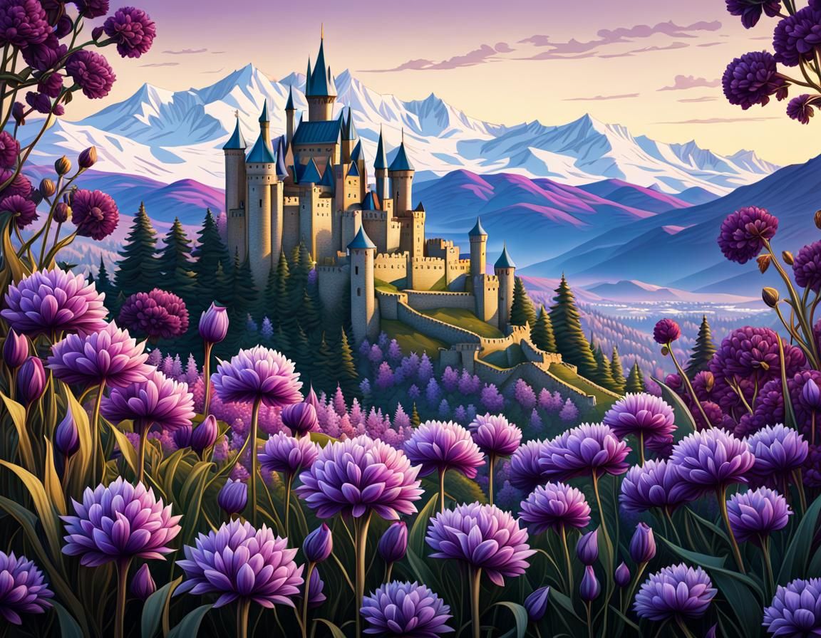 Castle in the purple flowers
