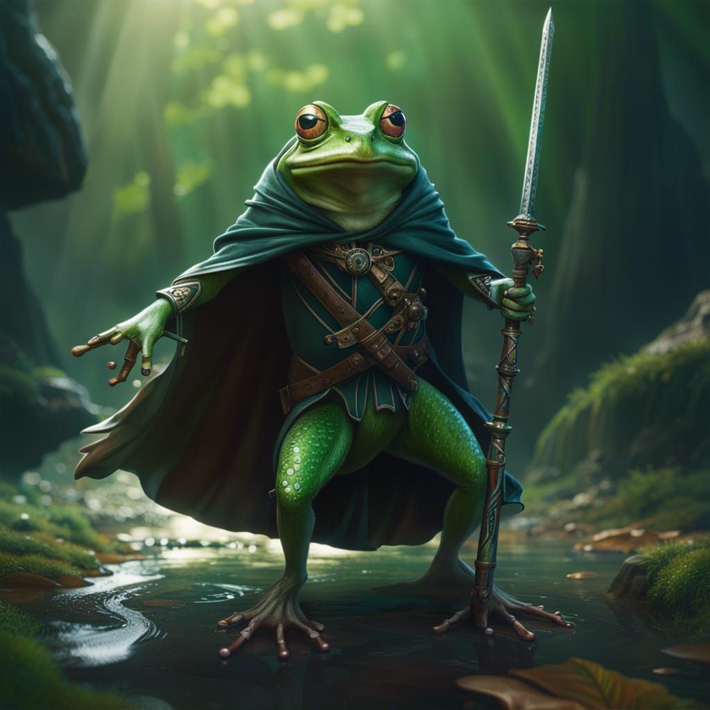 Frog Rogue with Rapier in Fantasy Art Style