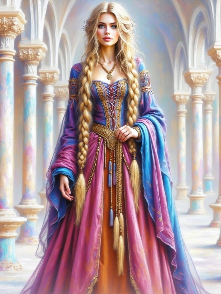 Medieval Princess Kriemhild in Golden Splendor