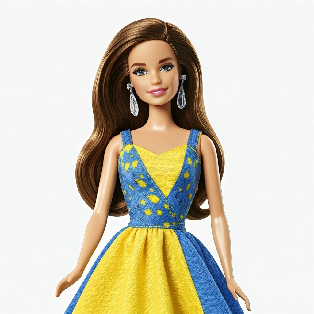 Barbie Doll in Yellow and Blue Dress