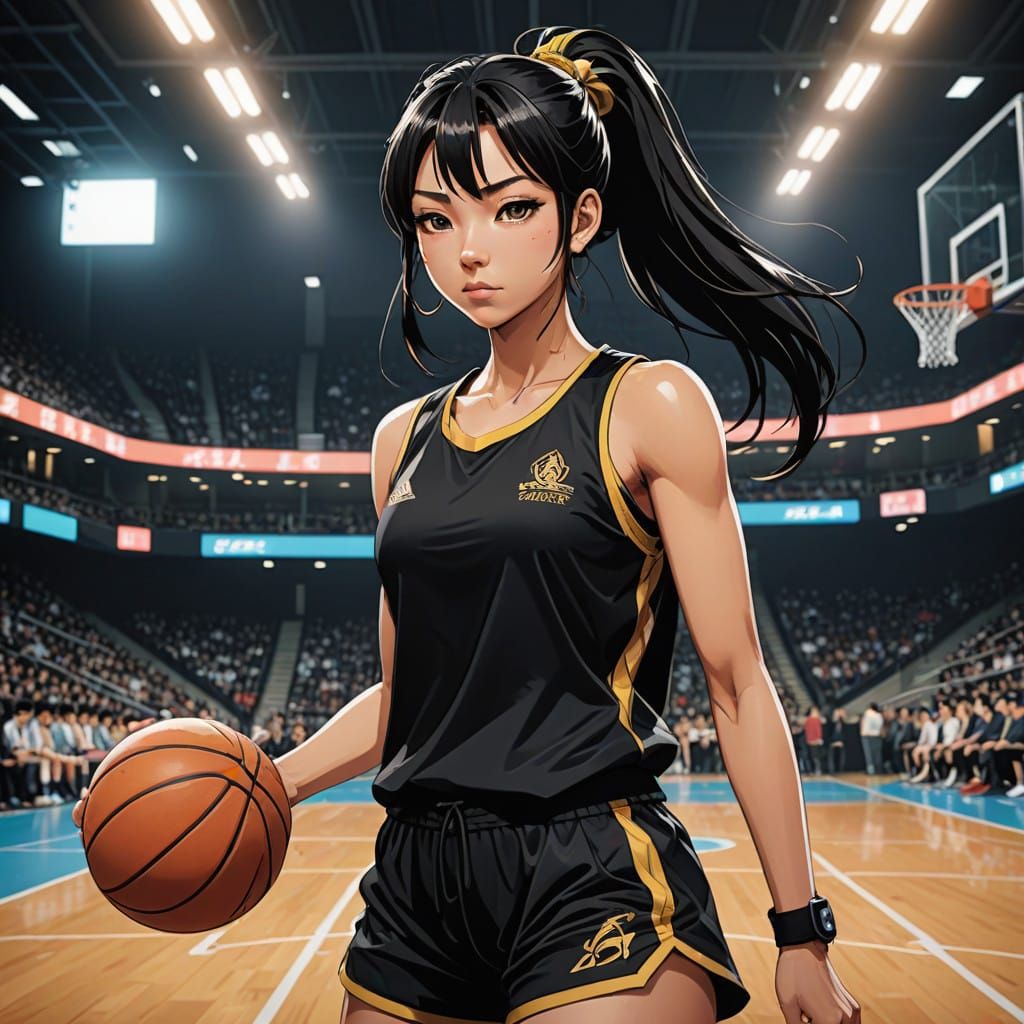 Egyptian Basketball Champion in Vibrant Anime Style