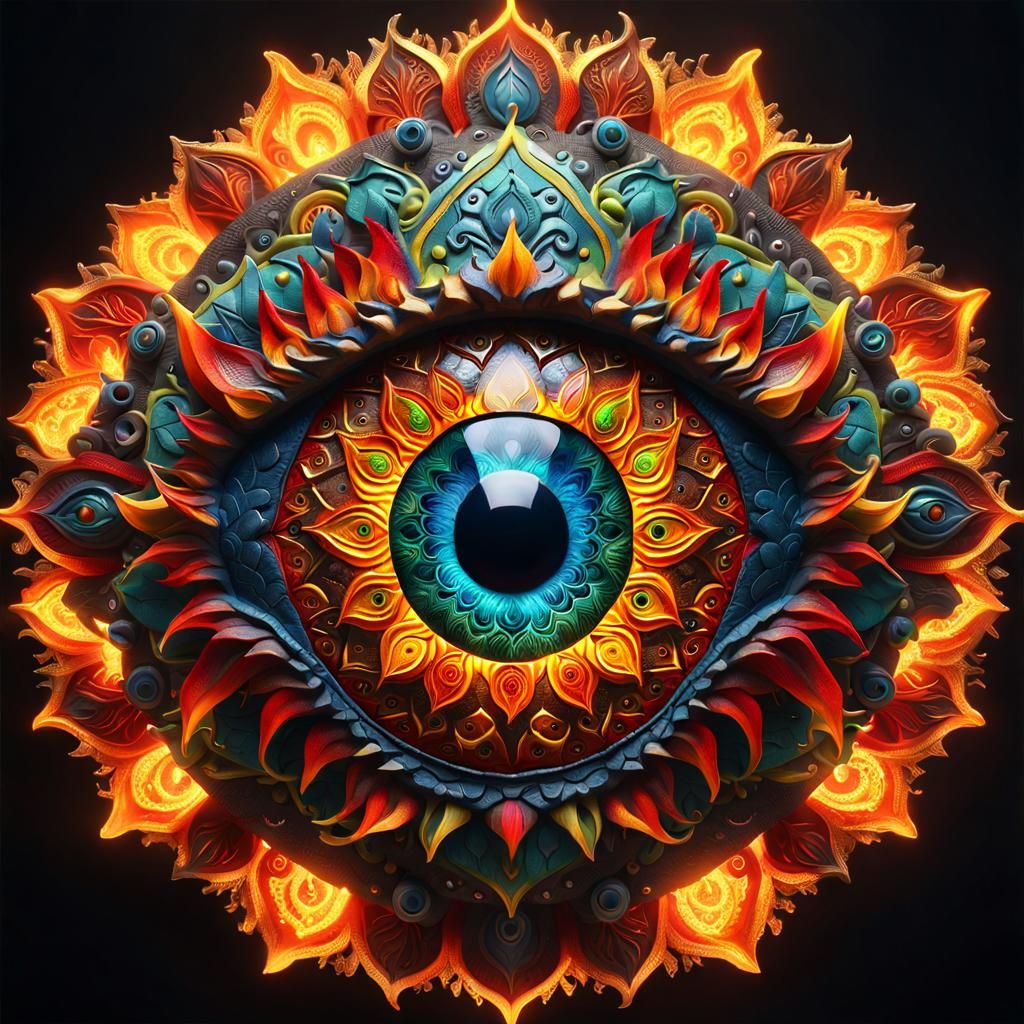 Fiery Dragon Eye Mandala in High Resolution