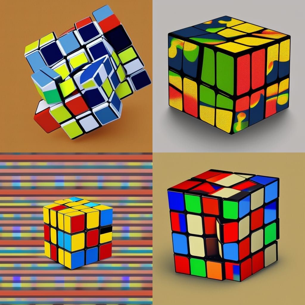 Rubik's Cube with Cute Eyes in Pop Art Style