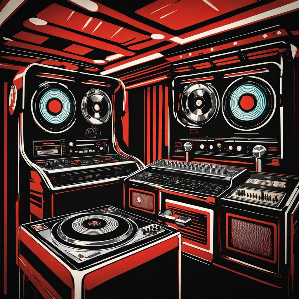 Retrofuturistic Space DJ in Atompunk Style