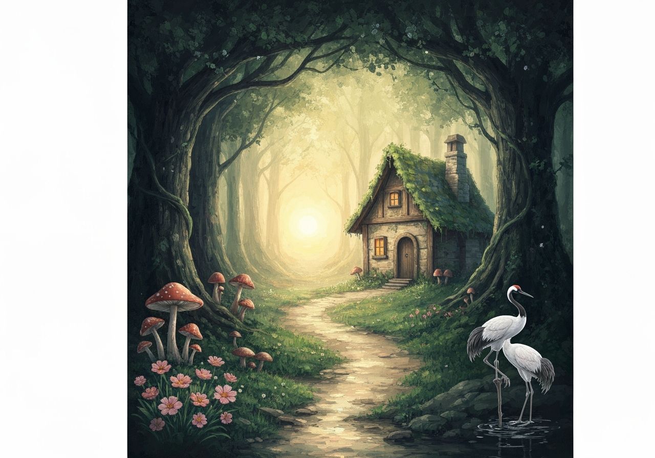 Enchanting Forest Cottage in Dreamy Watercolor Style