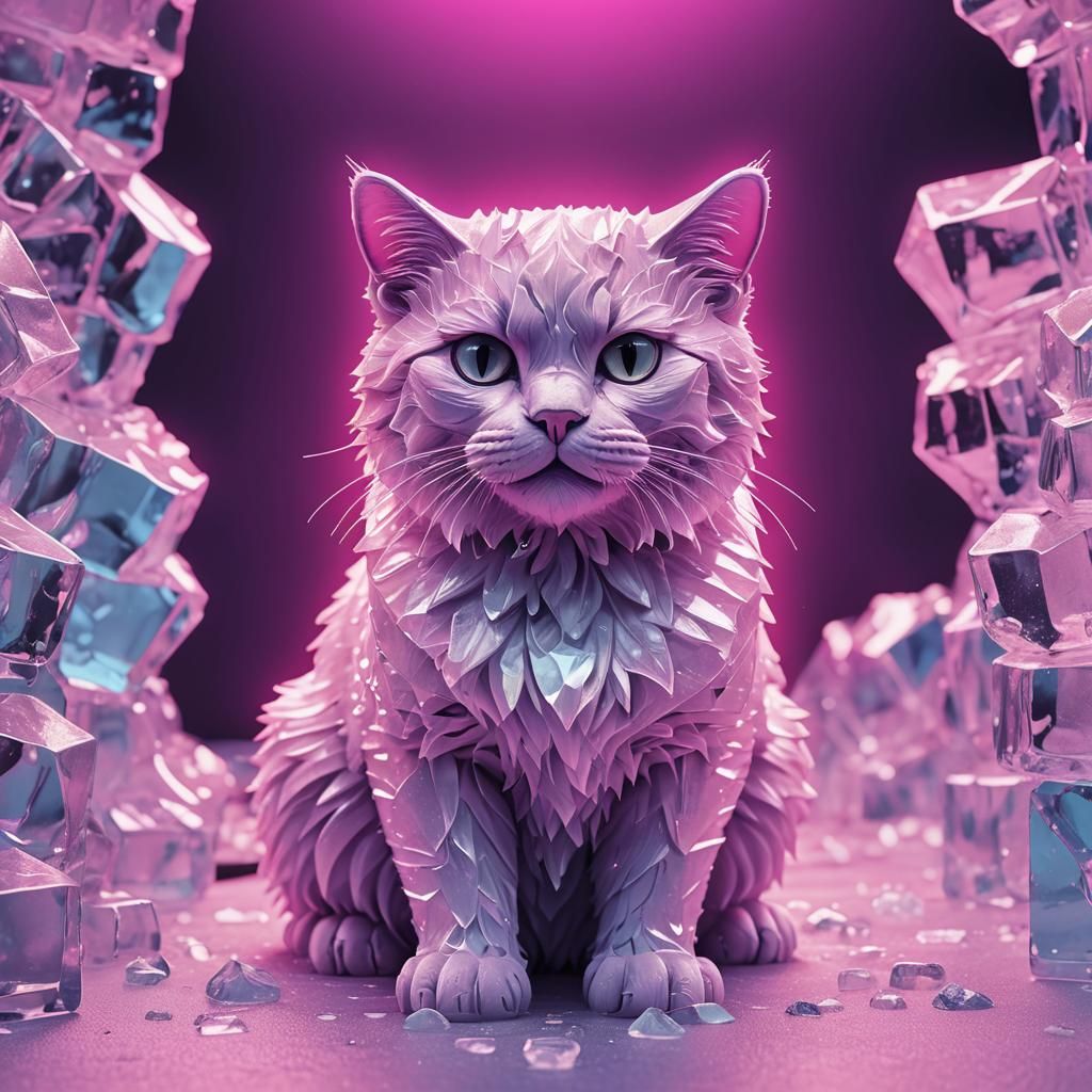 Icy Cat in Synthwave Neon Style