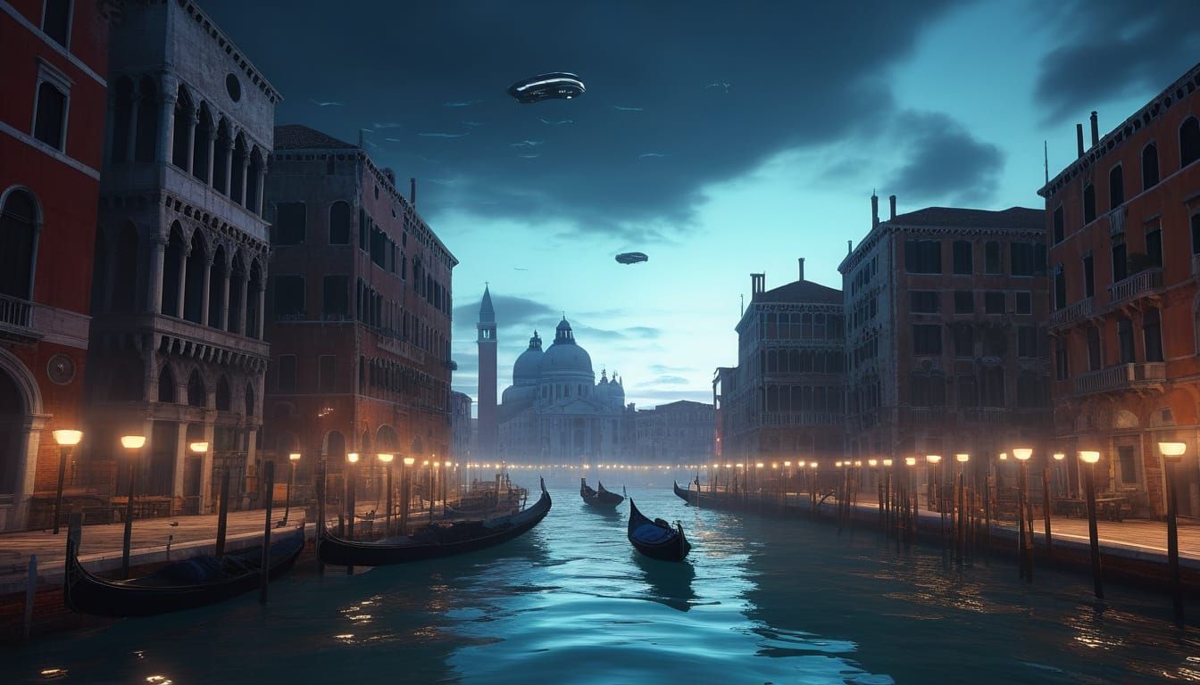 Futuristic Venice: Sci-Fi Cityscape in 3D Graphics