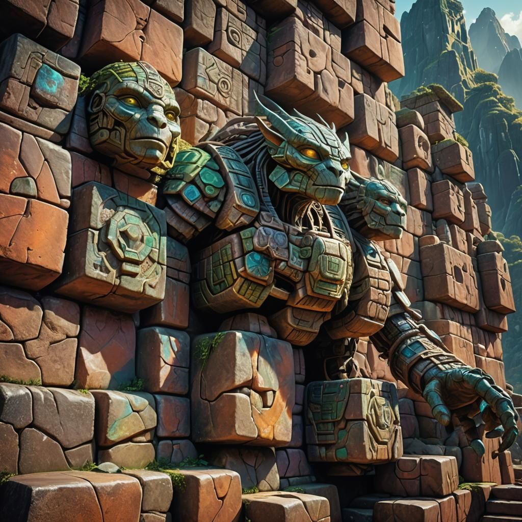 Alien Constructs Machu Picchu Wall: Fantasy Concept Art