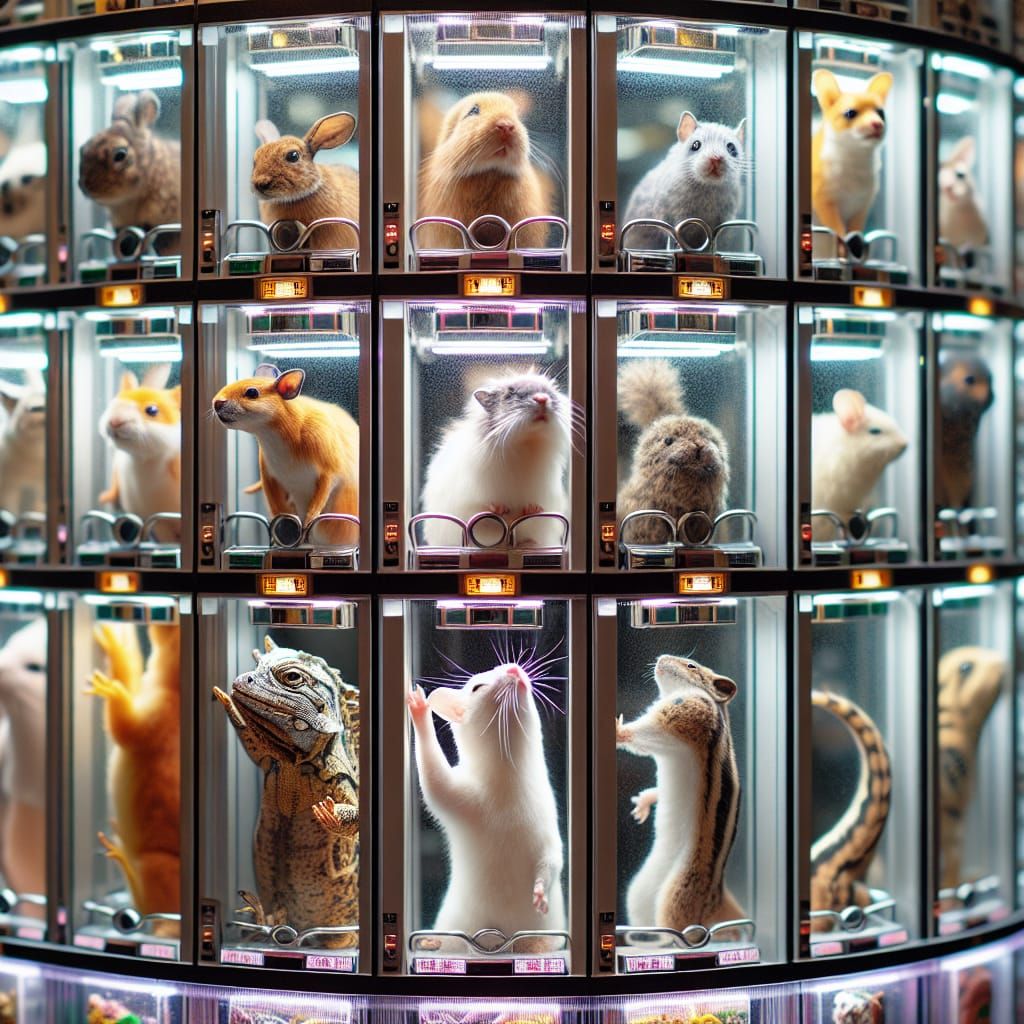 Animalshop, vending machine filled with live pets.