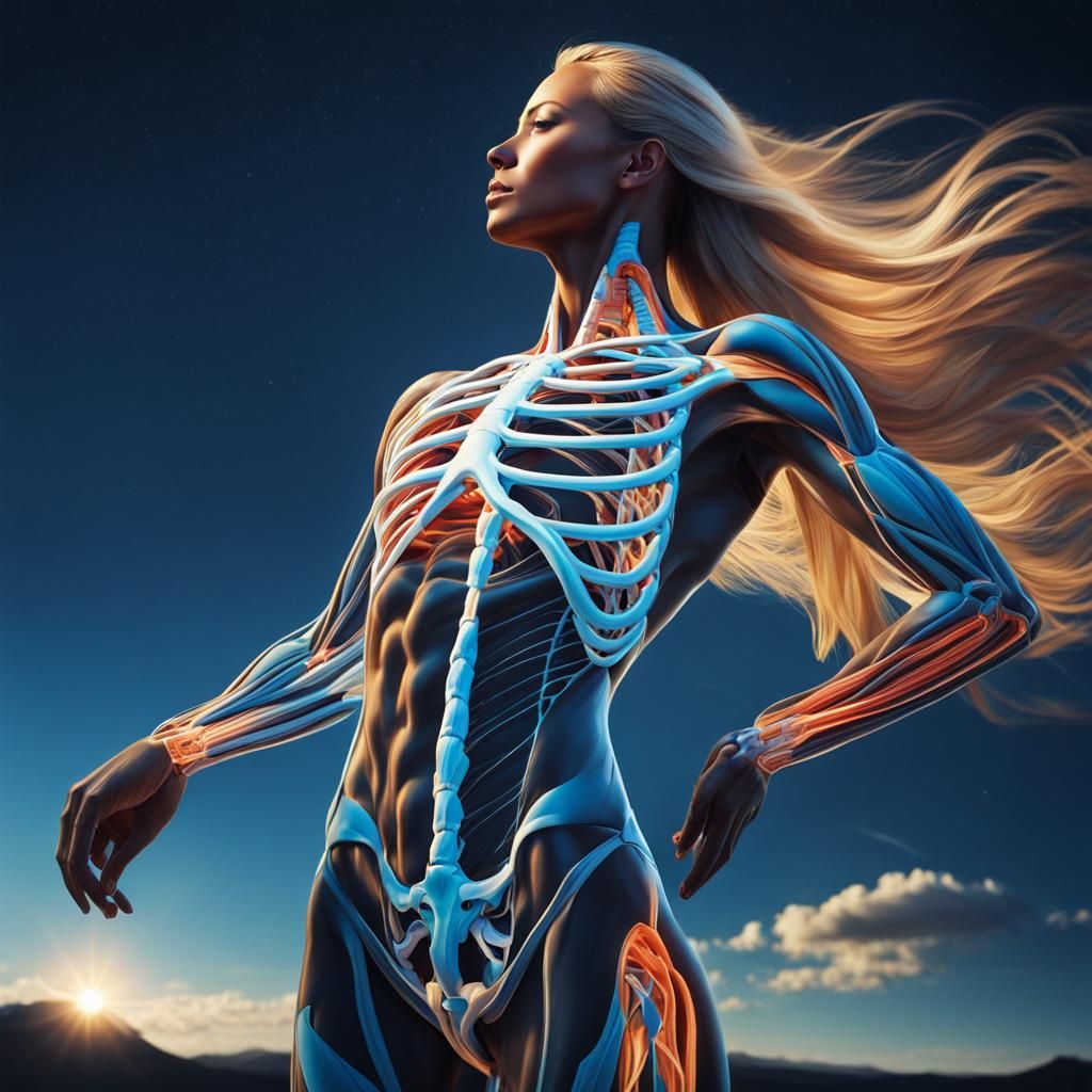 Detailed Anatomy Drawing of a Beautiful Blonde Woman