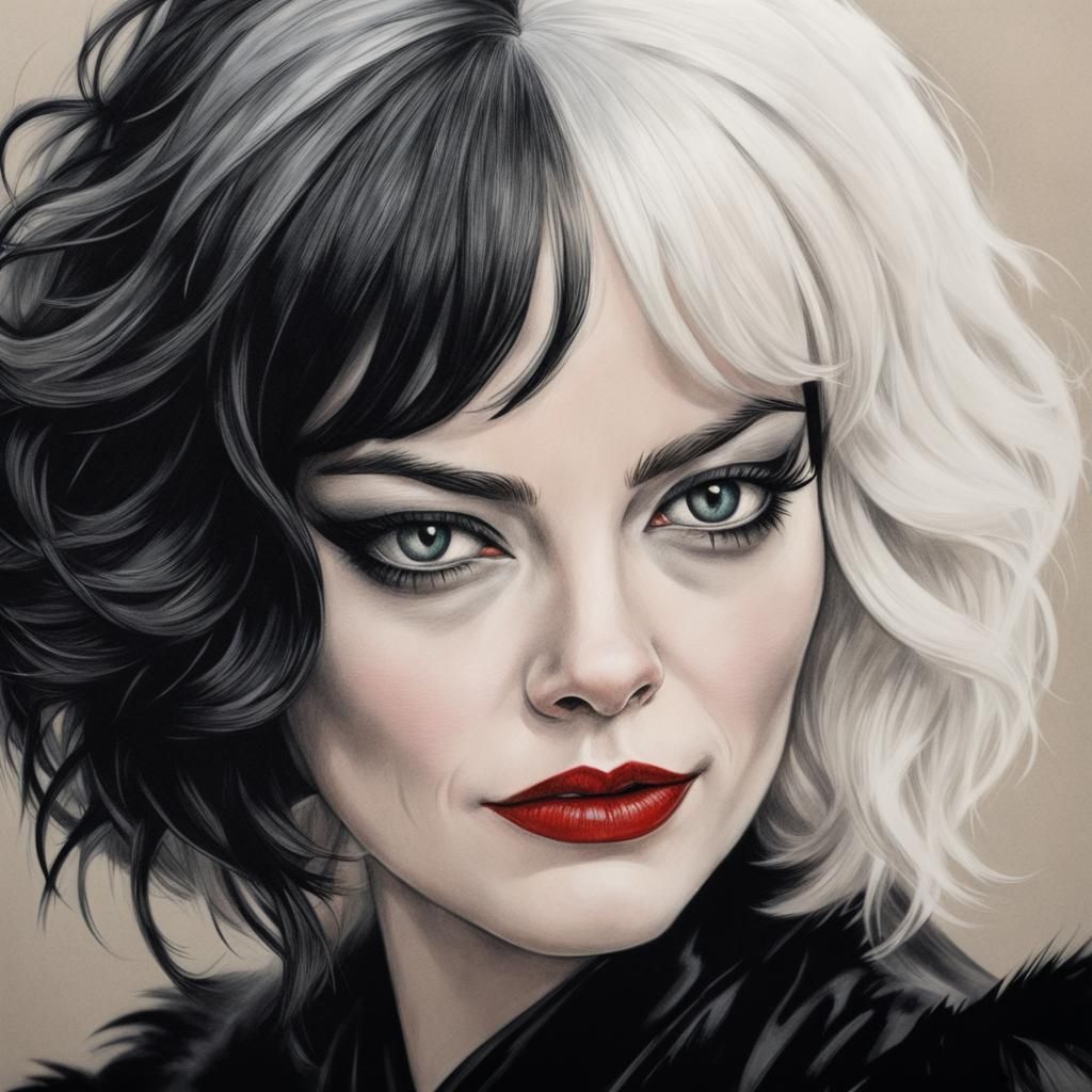 Cruella de Ville Portrait: Deep Color Details