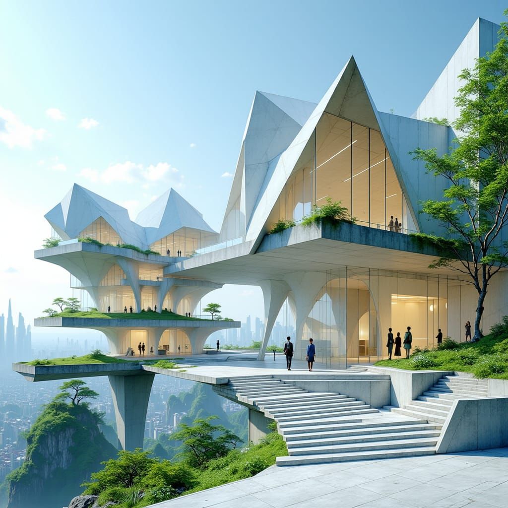 Futuristic Organic Office of Glass Cones