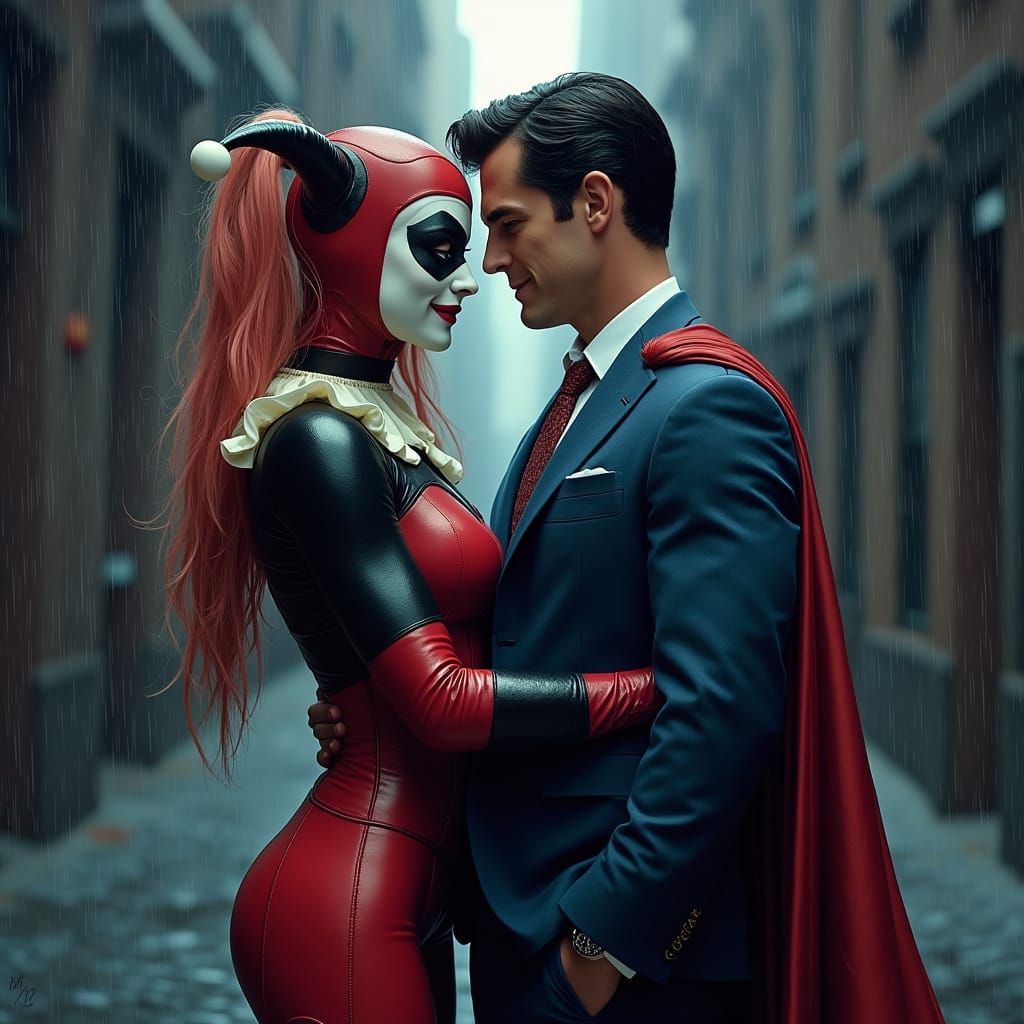 Romantic Moment in Metropolis Alleyway