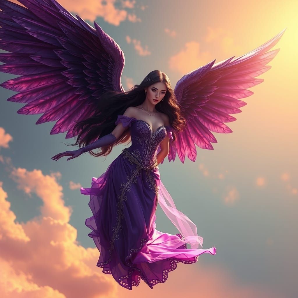 Ethereal Princess in Regal, Vibrant Flight