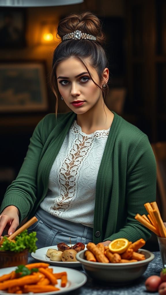 Elegant Woman in NY&Co Ad, Dramatic Studio Lighting