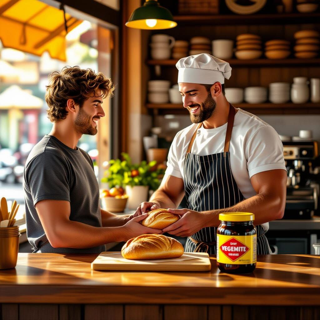 Baker Crafting Pistolet Sandwich with Vegemite in Brussels