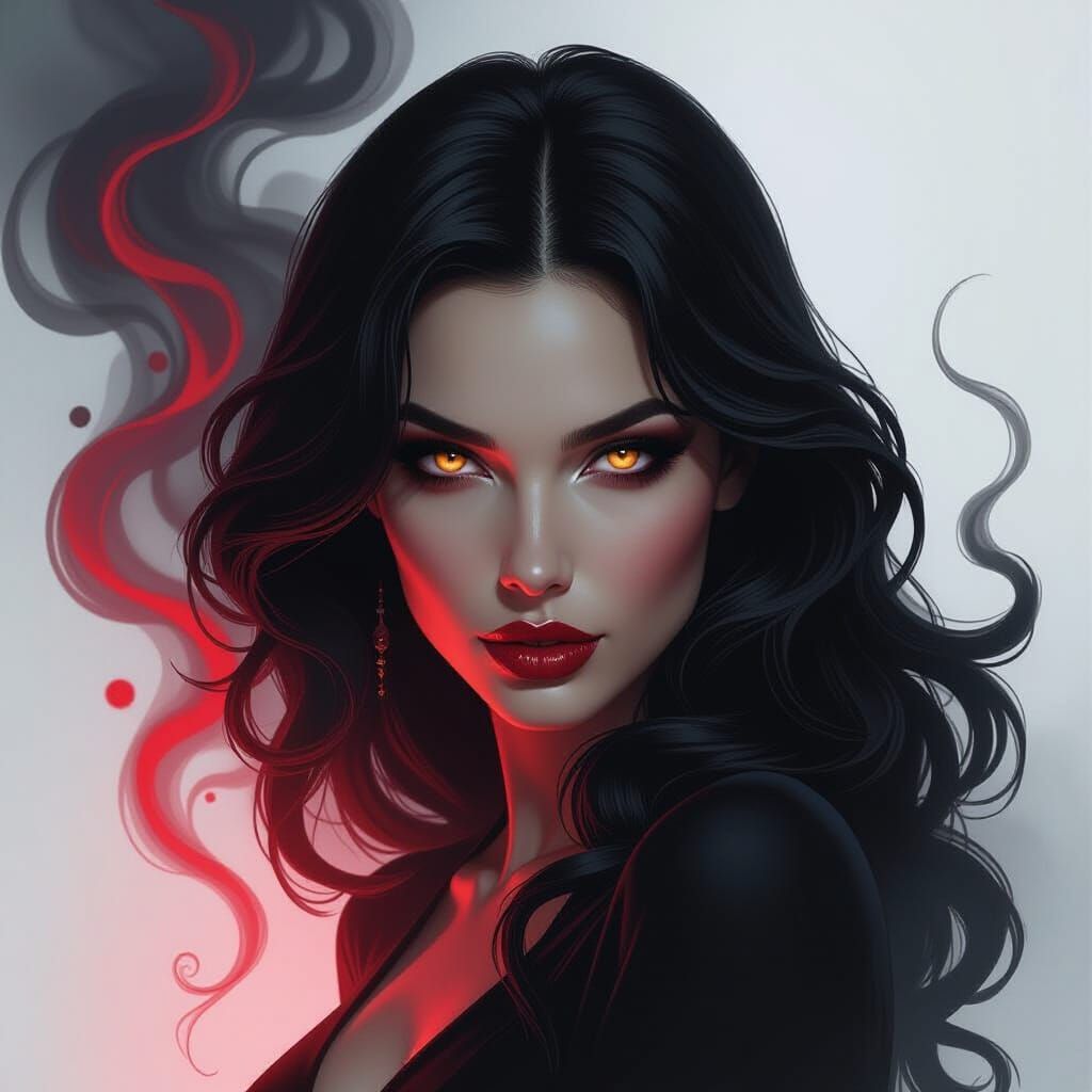 Bewitching Underworld Woman Portrait in Chiaroscuro Style