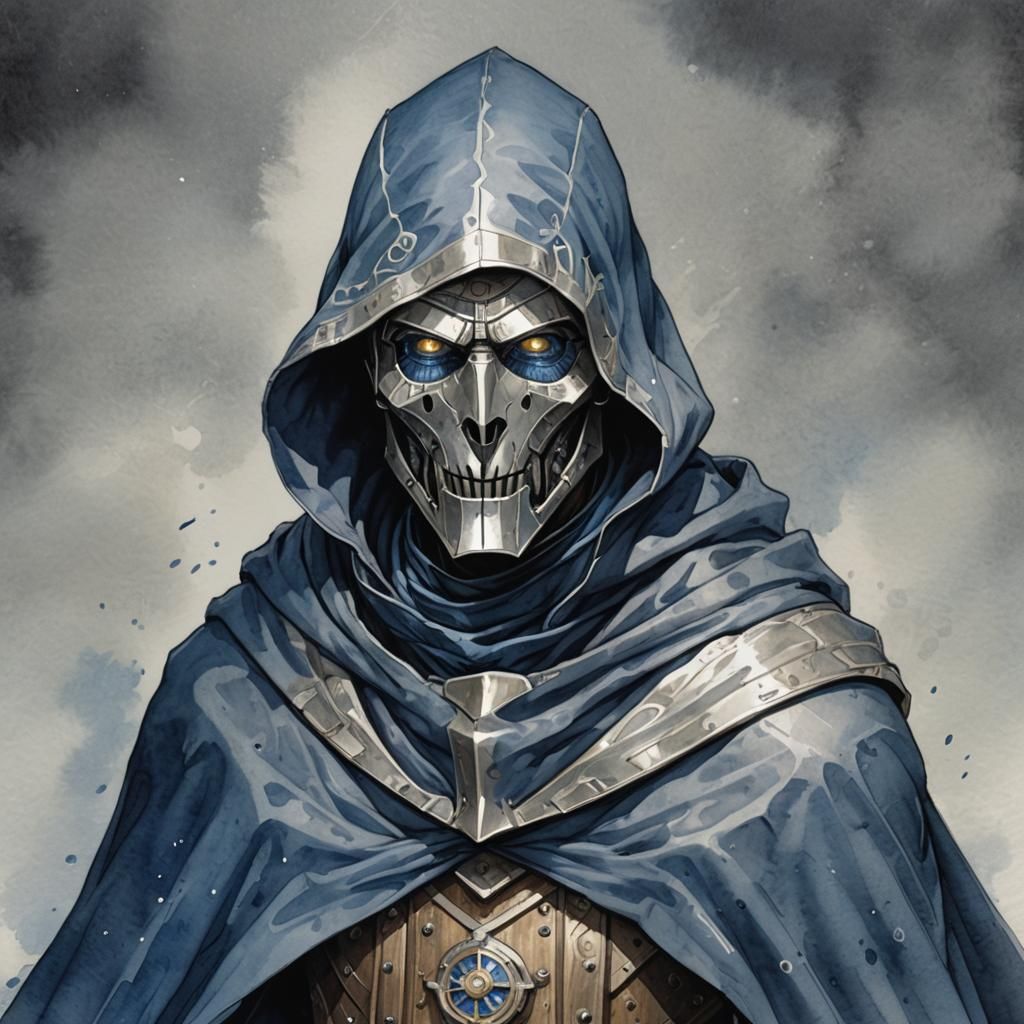 D&D Warforged Robot in Watercolor Style