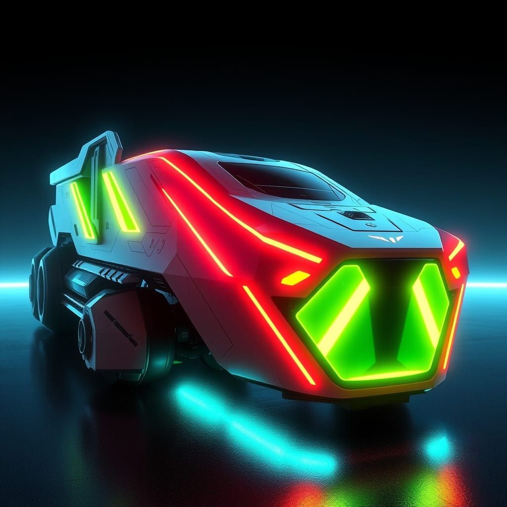 Cyberpunk Futuristic Vehicle Design: High-Tech Mesh Hybrid