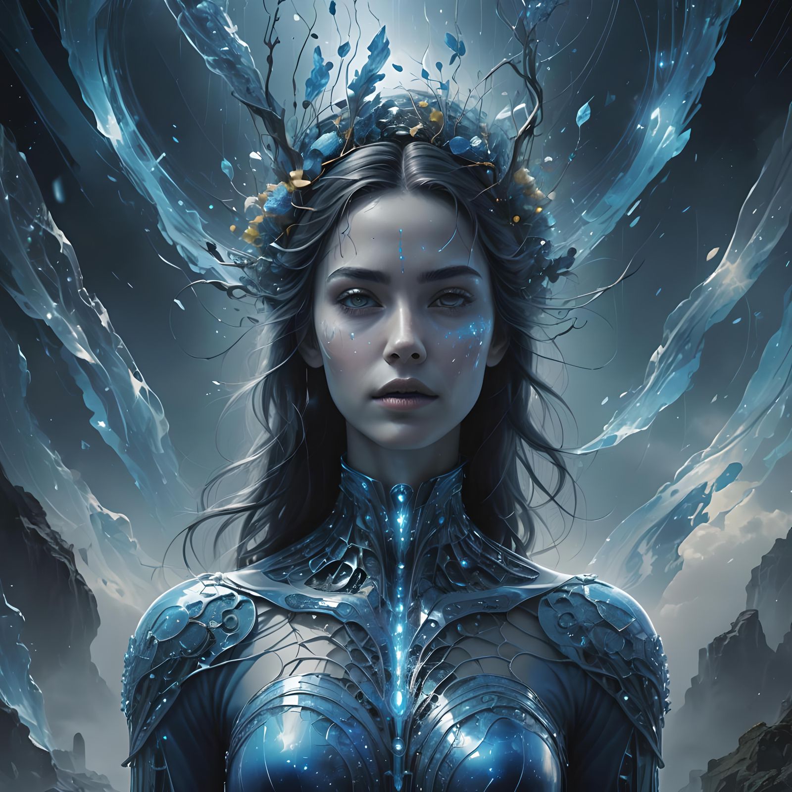 Blue Translucent Spirit: An Epic Digital Painting