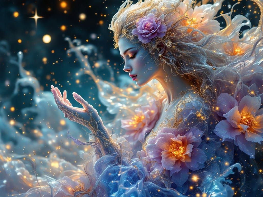 Celestial Lady in Liquid Luminous Galaxy