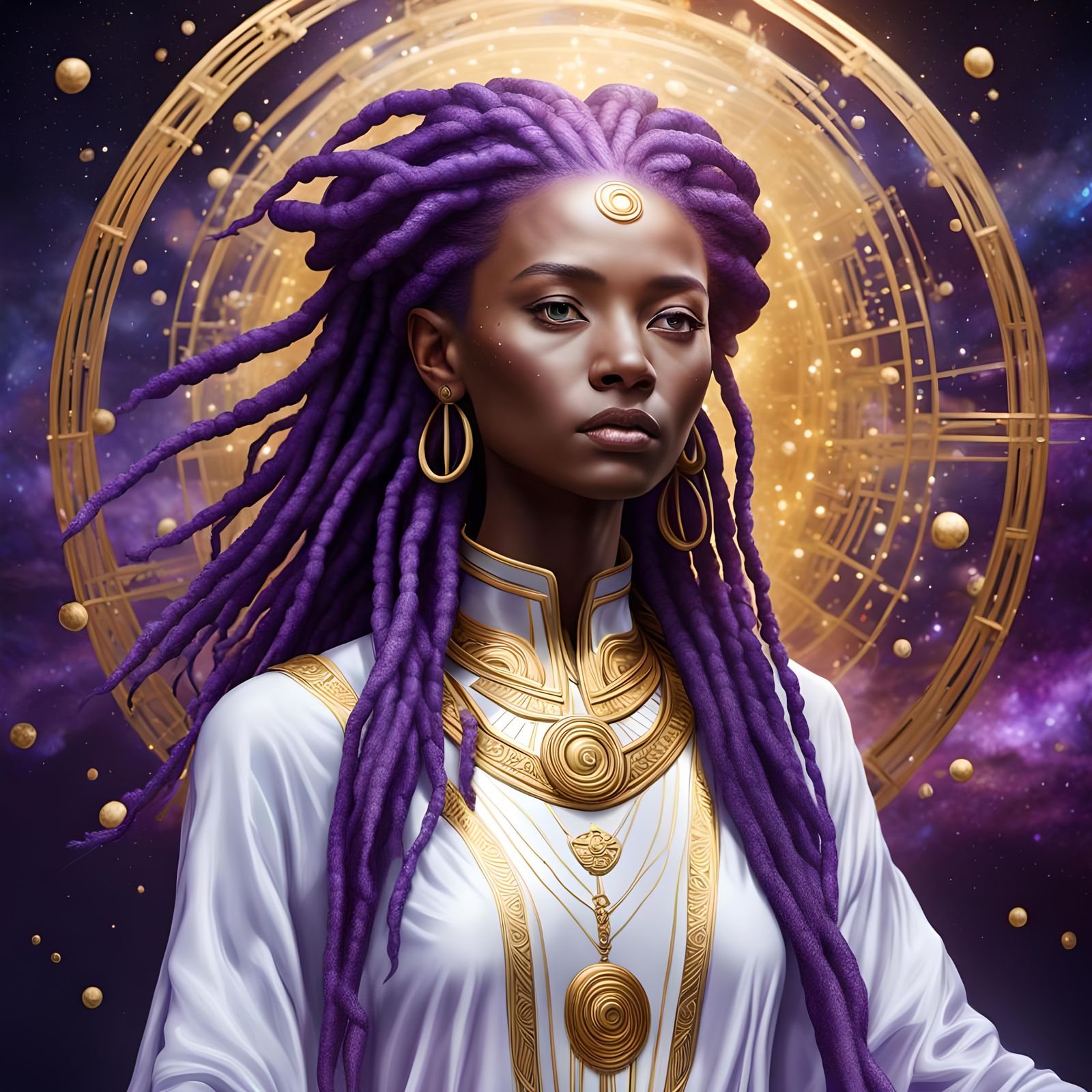 Ancient Air Goddess with Gold Accents