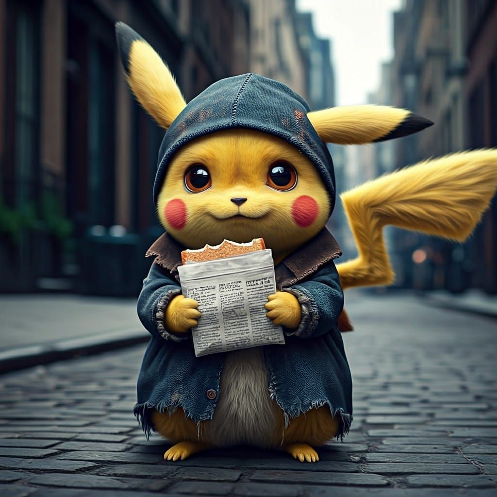 Pikachu Hobo Struggles in City Streets