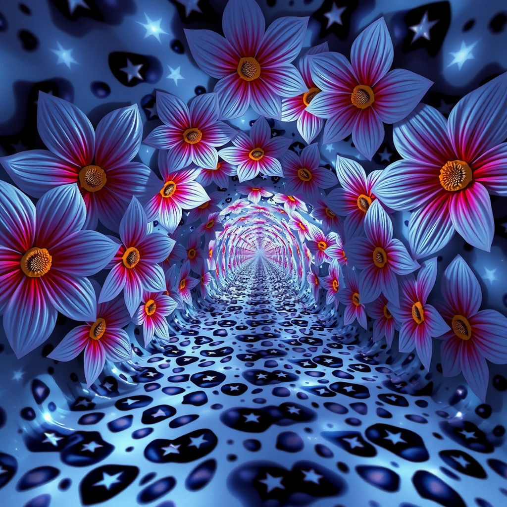 Vibrant Floral Tunnel in Hypereal Style