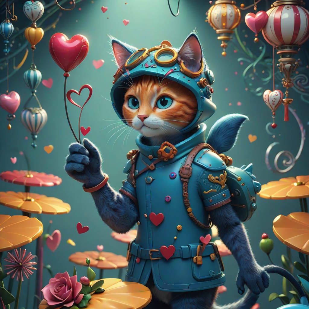 Whimsical Valentine's Day Kitten Wonderland