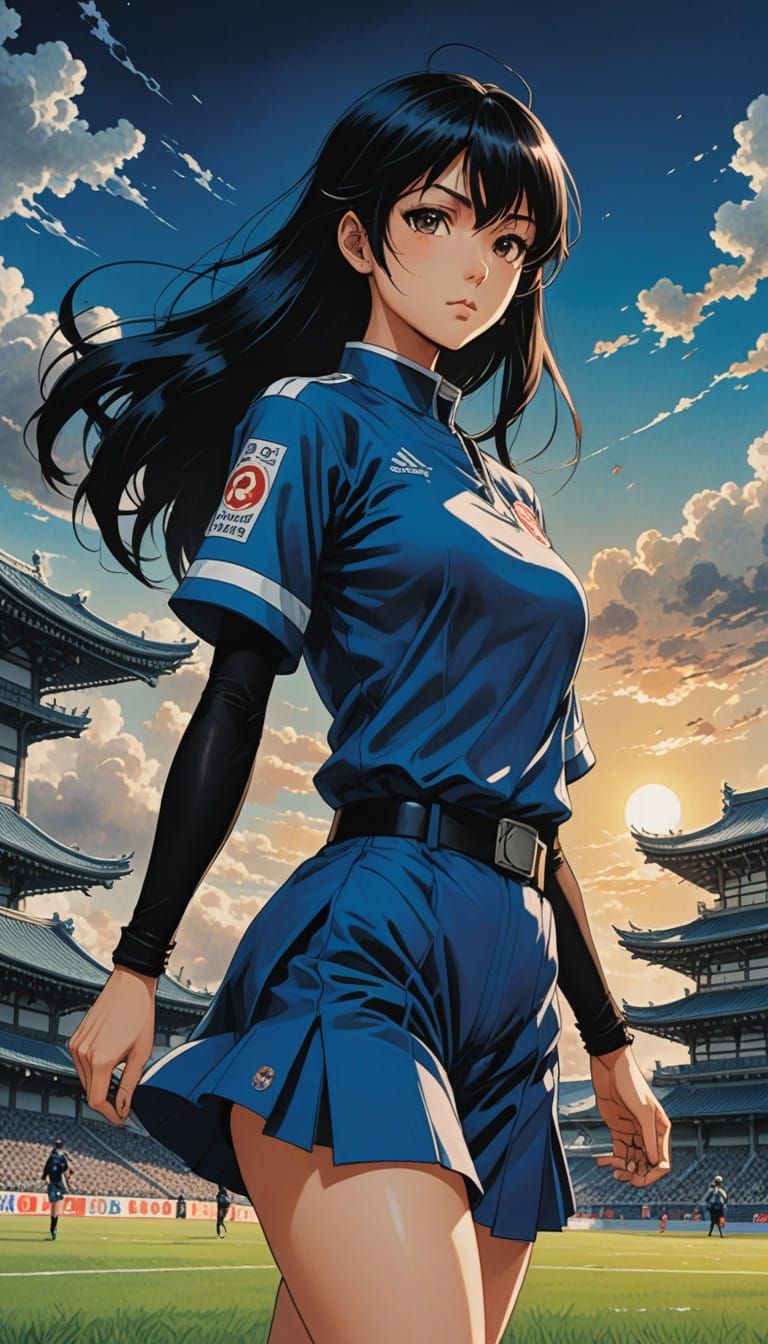 Elegant Soccer Player in 4K Anime Style