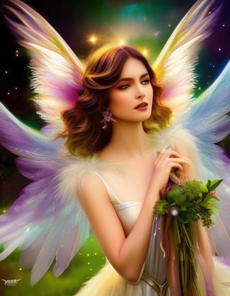Angelic Fairy with Hummingbird: Fantasy Concept Art