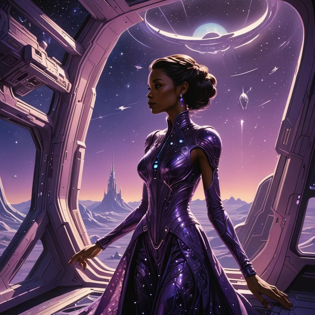 Purple Alien Shimmers in Sci-Fi Concept Art