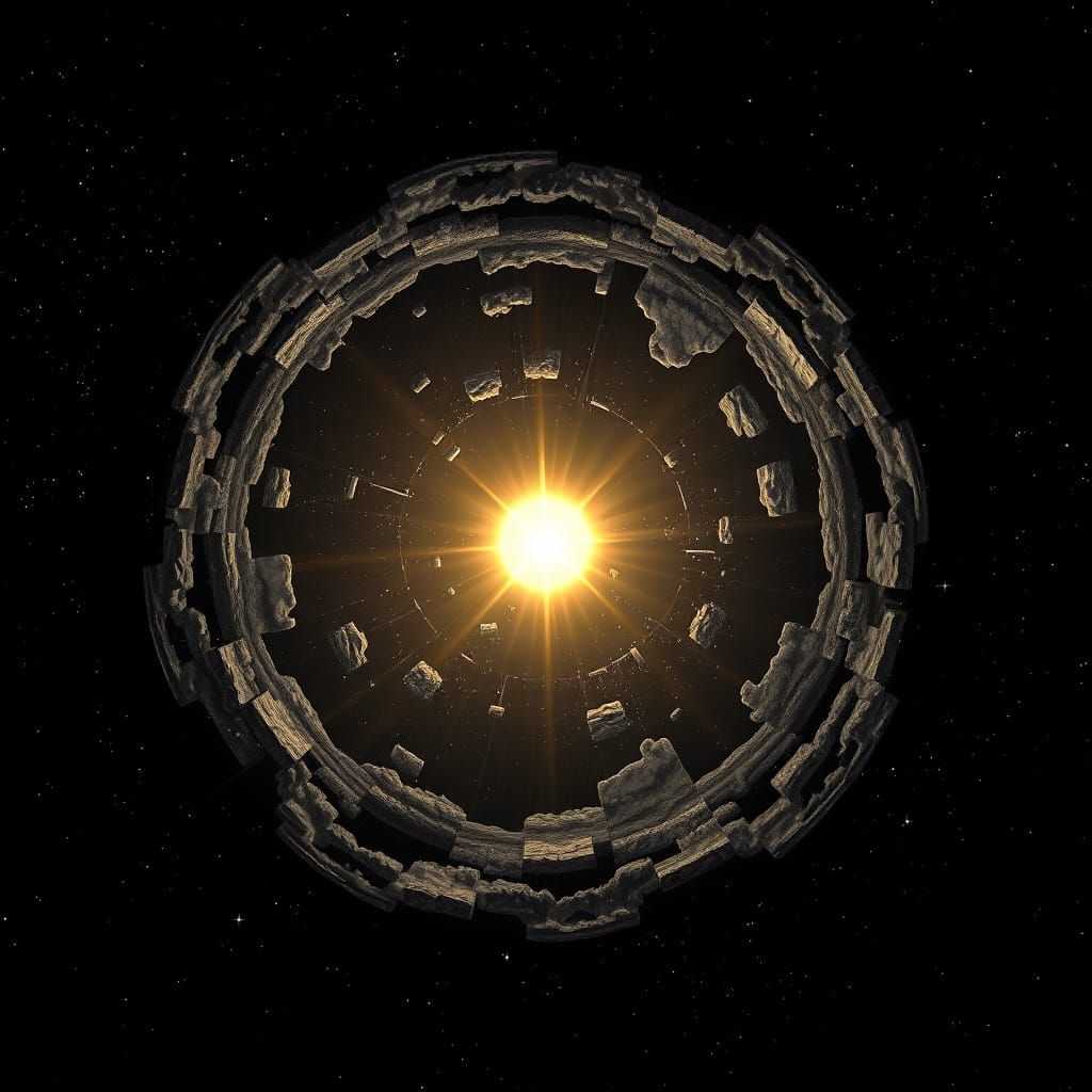 Unfinished Dyson Sphere Encircling a Star