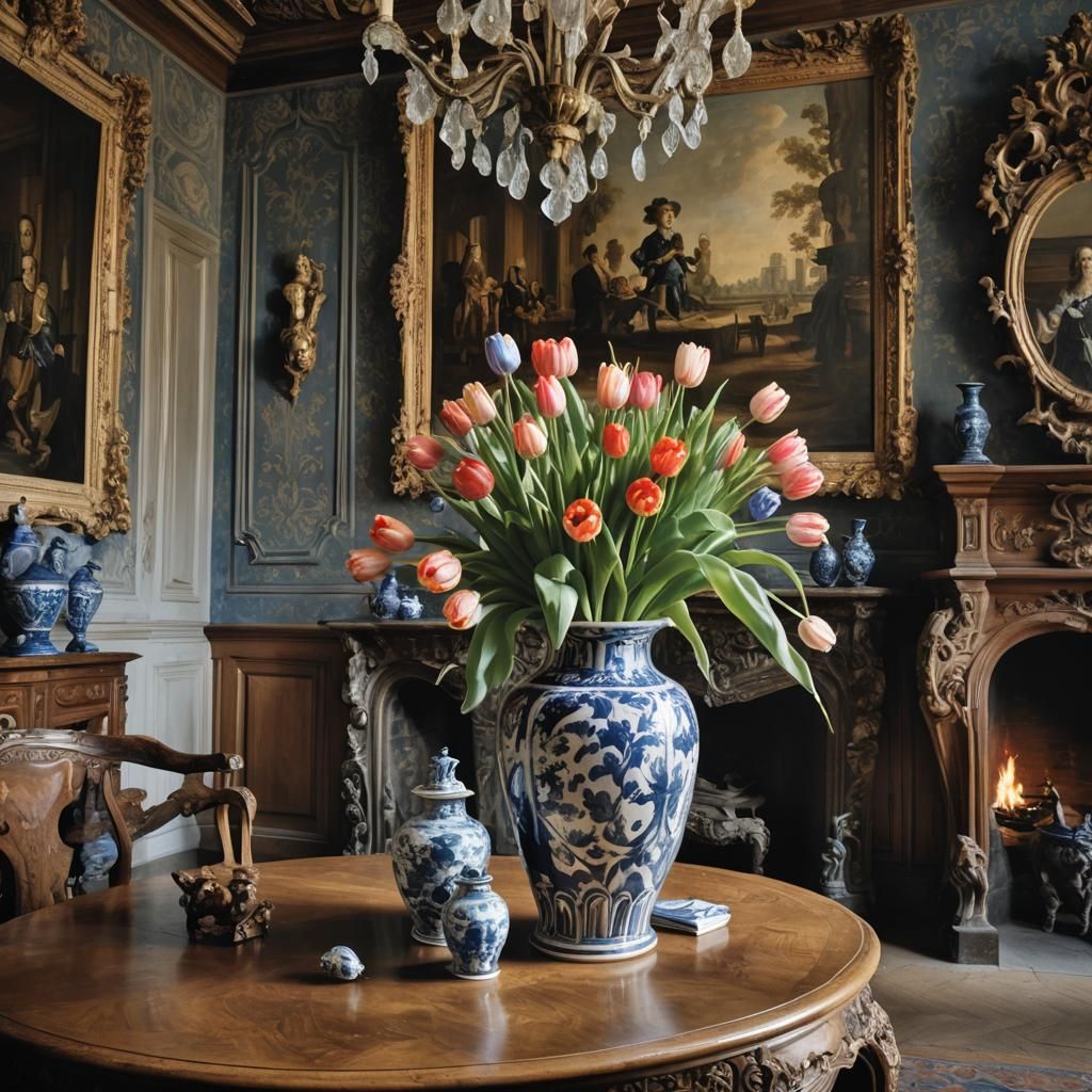 Lavish 17th Century Living Room in Dutch Masters Style