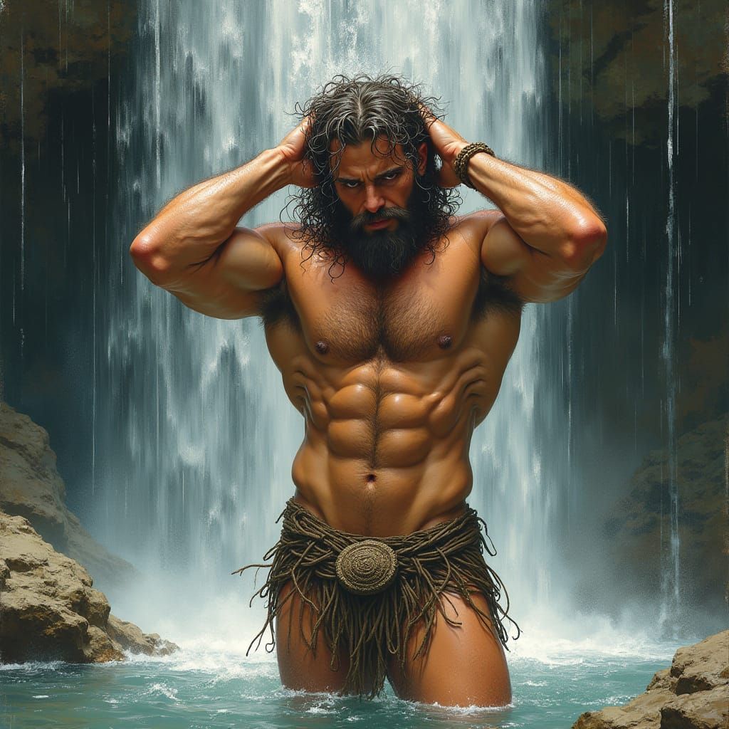 Muscular Waterfall Warrior