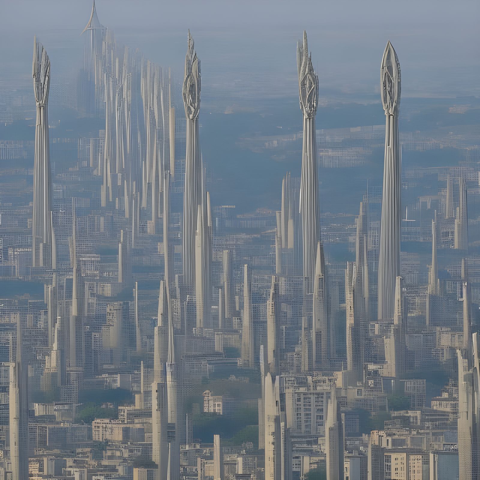 Futuristic City on Pylons in Photorealistic Style