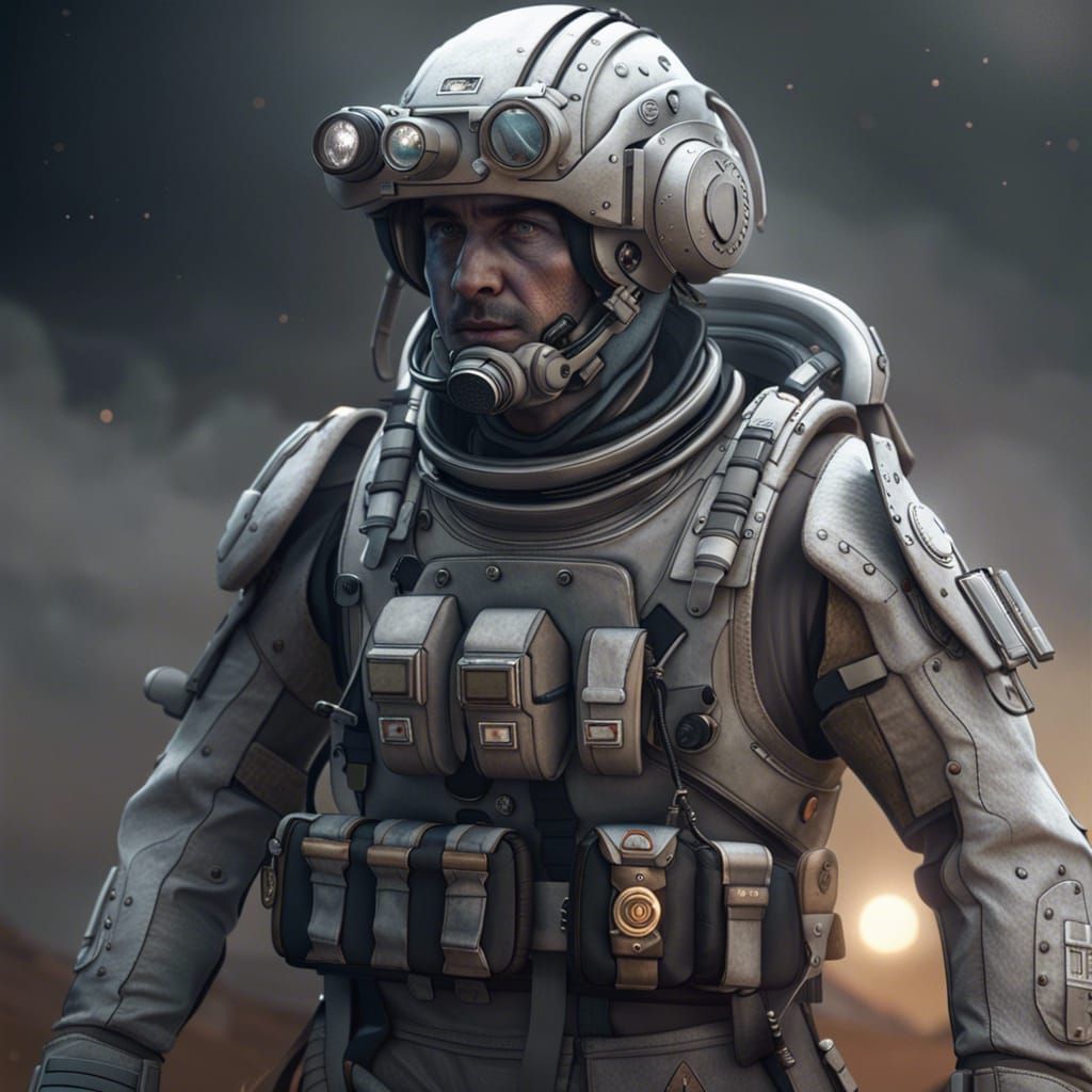 Futuristic German Soldier on Mars in Detailed Art