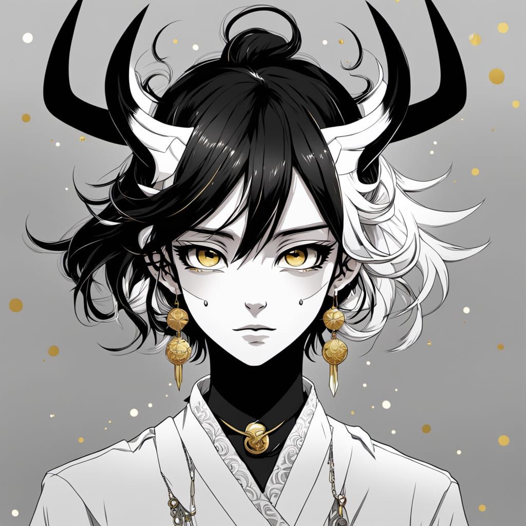 Anime Character with Contrasting Faces: Digital Art