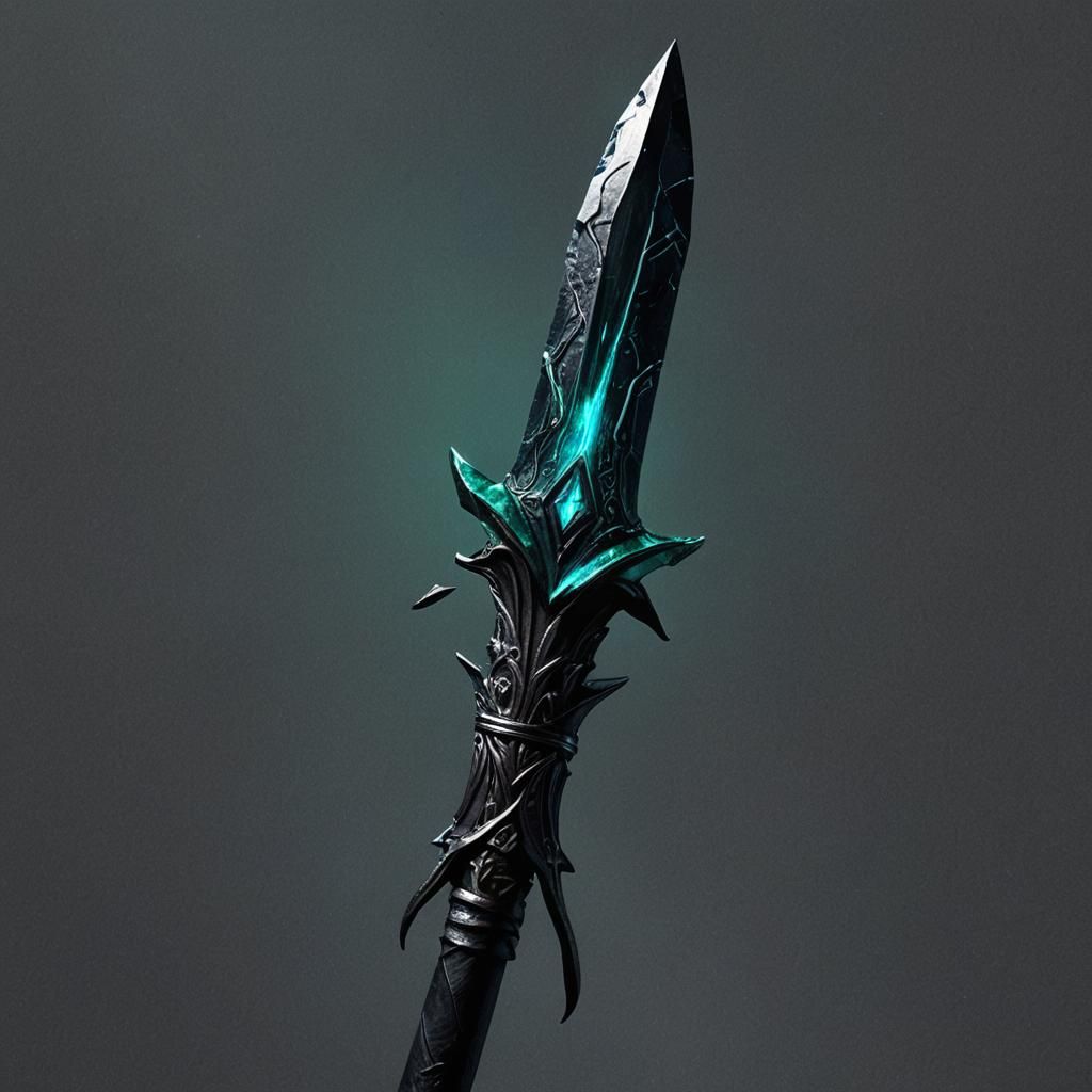 Dark Fantasy Wizard's Wand with Obsidian Spear Point