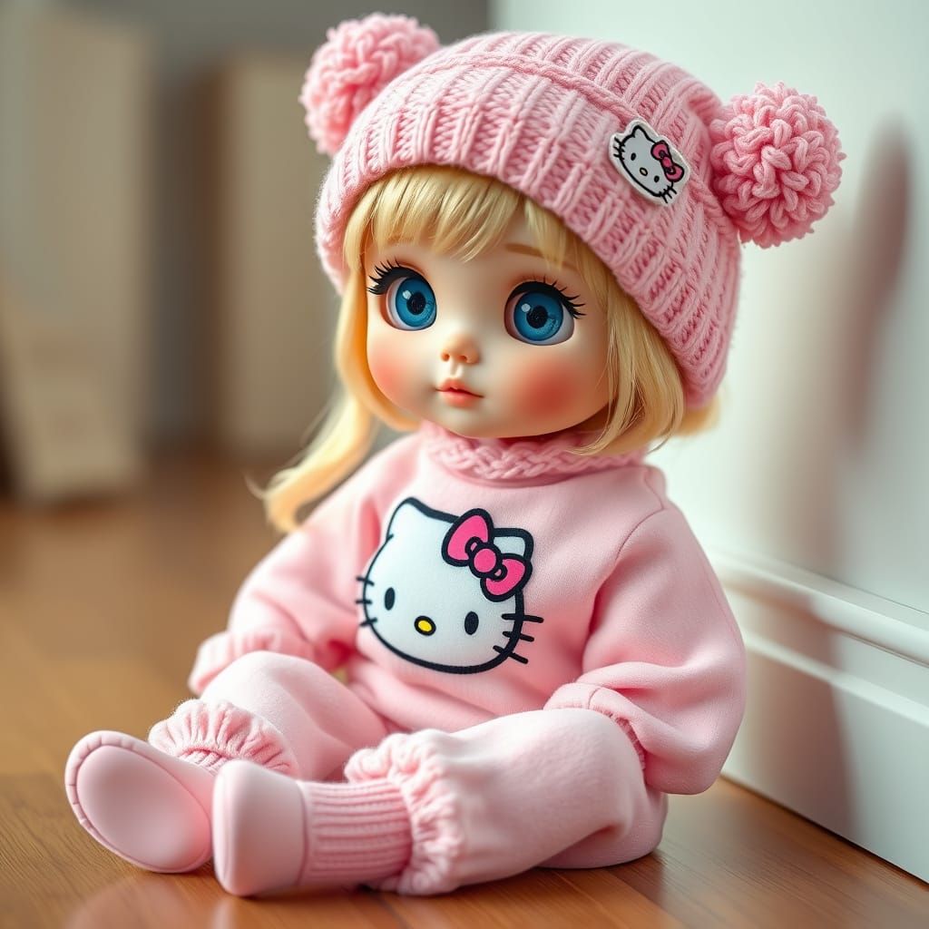 Hello Kitty Doll in 3D Render Style