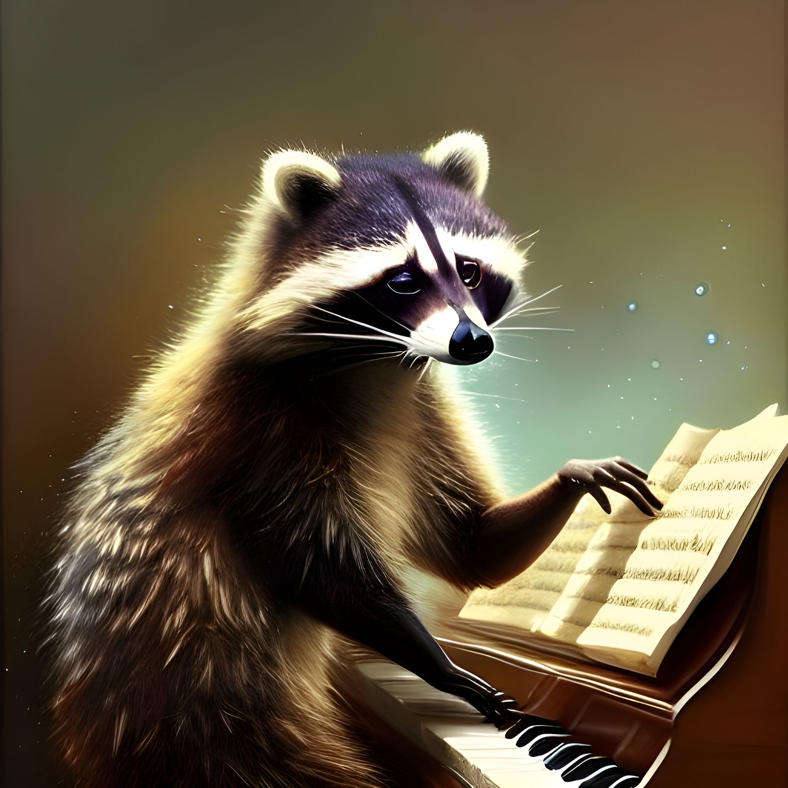 Raccoon Pianist: Adorable Character Portrait