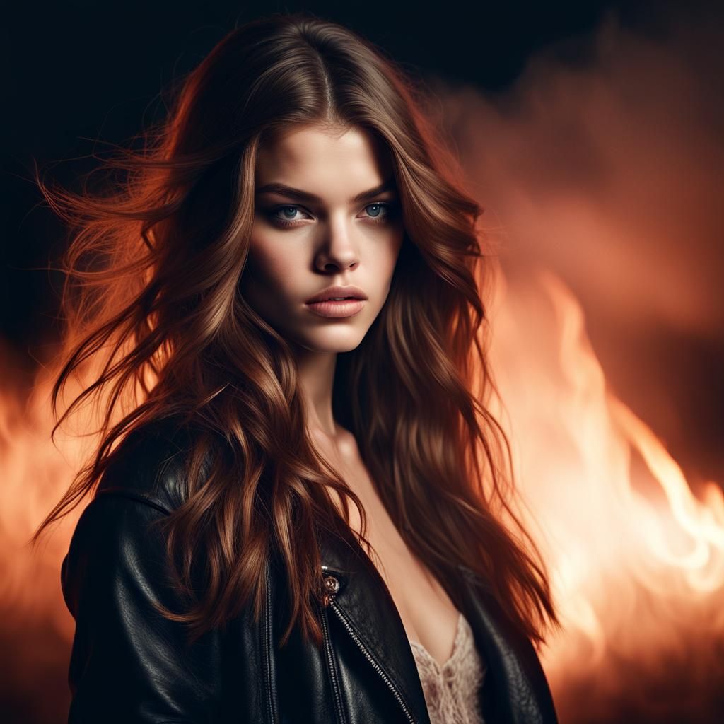 Barbara Palvin at Beach: Hyperrealistic Night Portrait