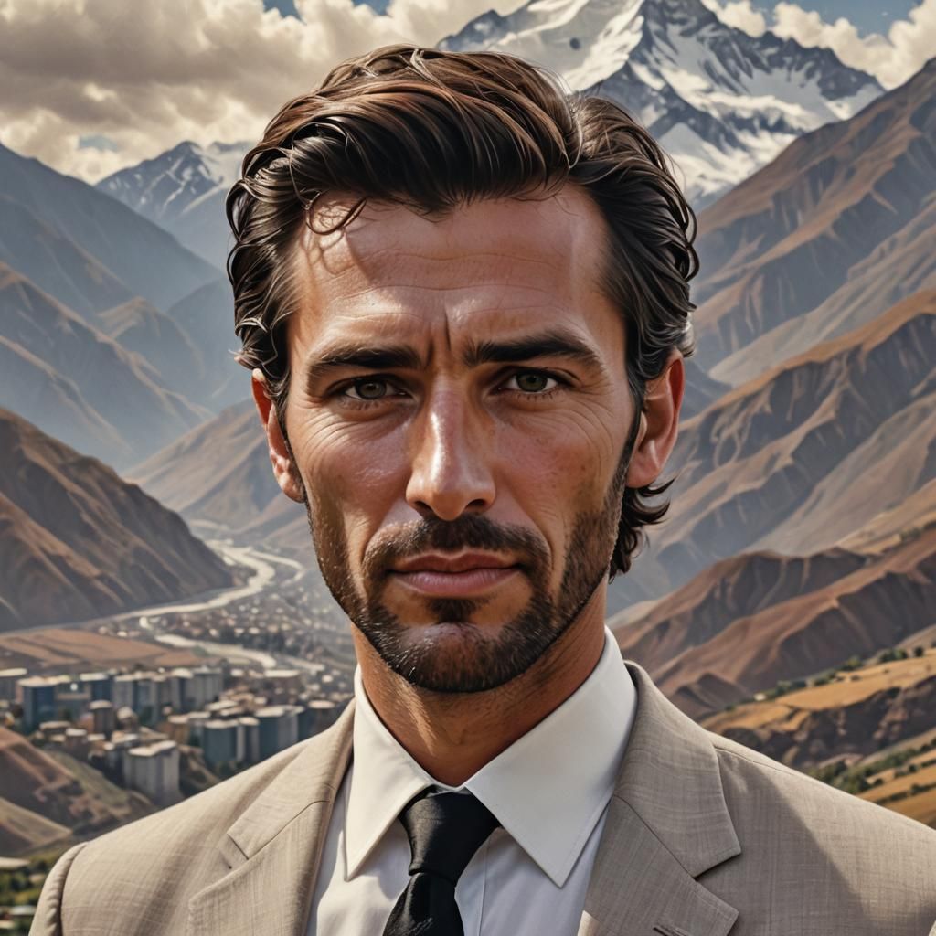 Hyperrealistic Portrait of Chilean Man in Andes